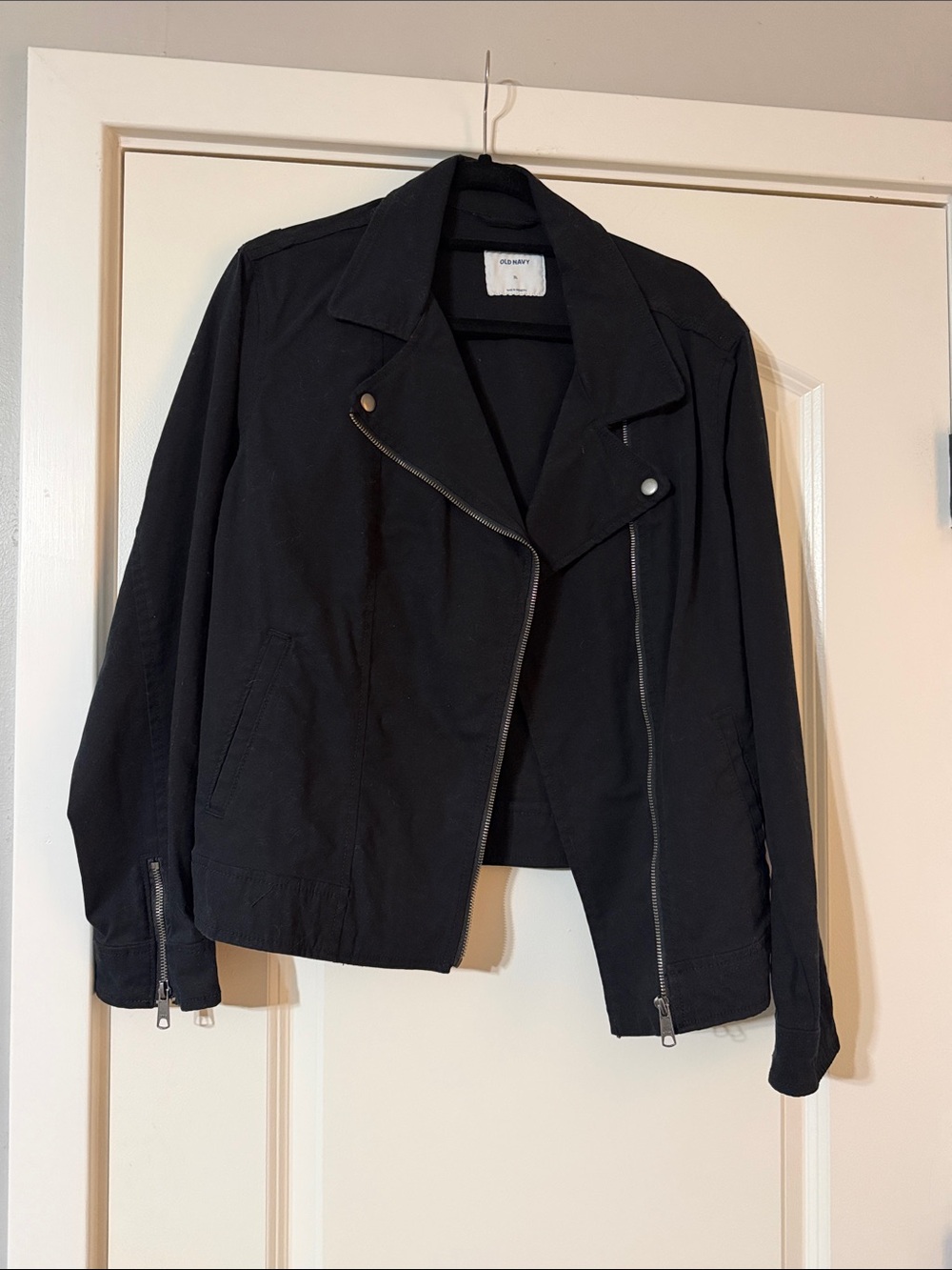Old Navy Black Moto Jacket Asymmetrical Zip XL NWT